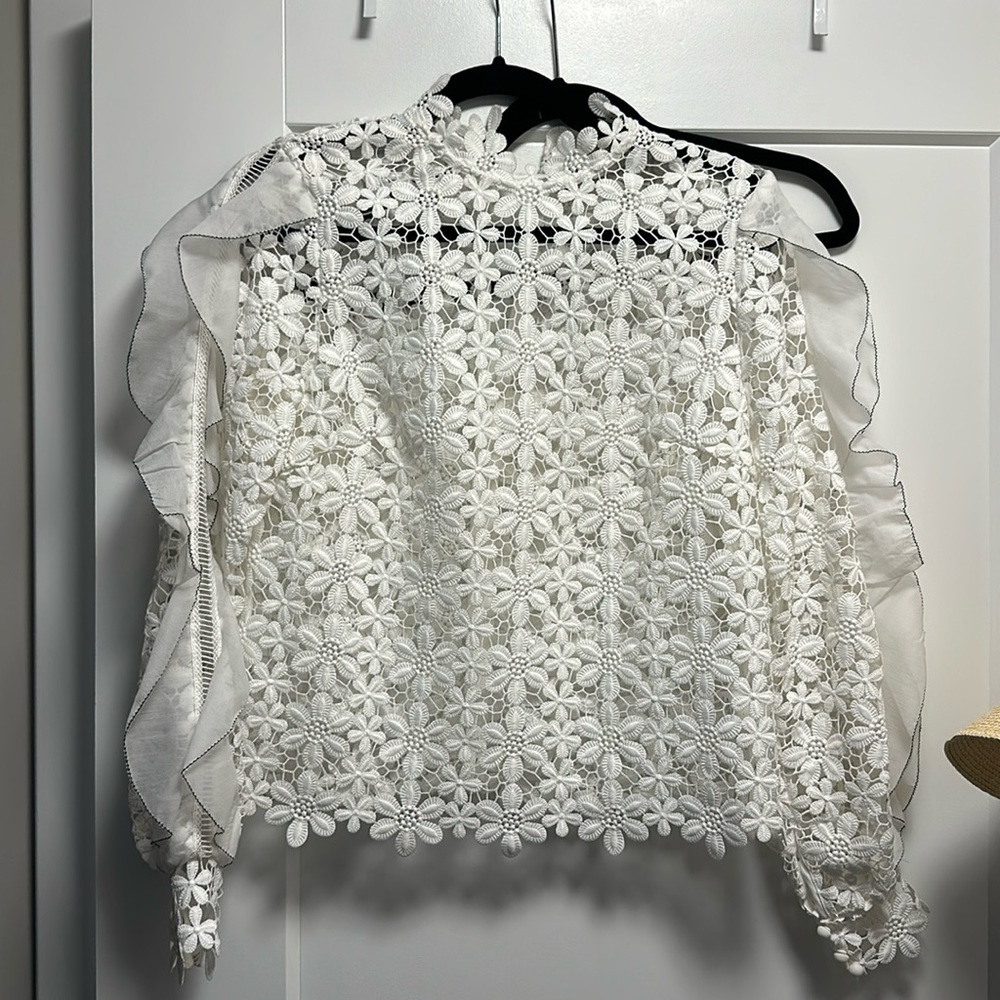 Self portrait white daisy lace shirt size 6